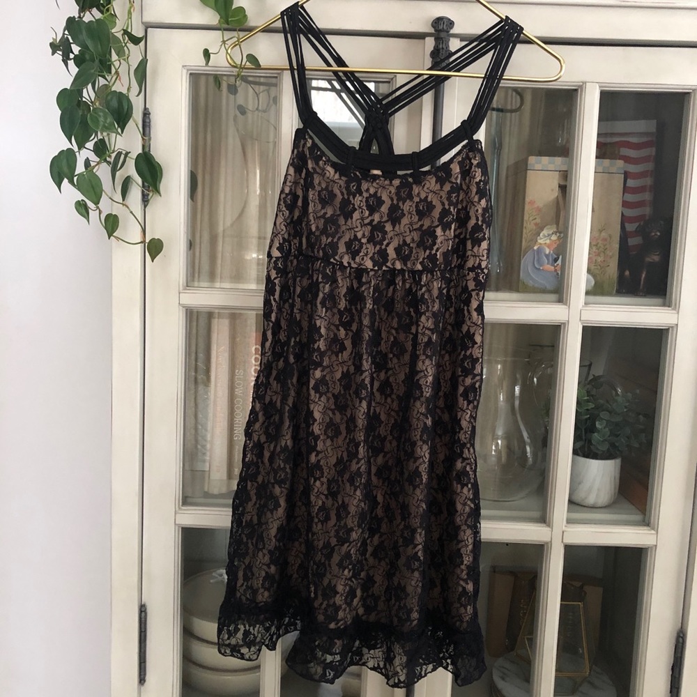 Strappy Little Black Lace Dress